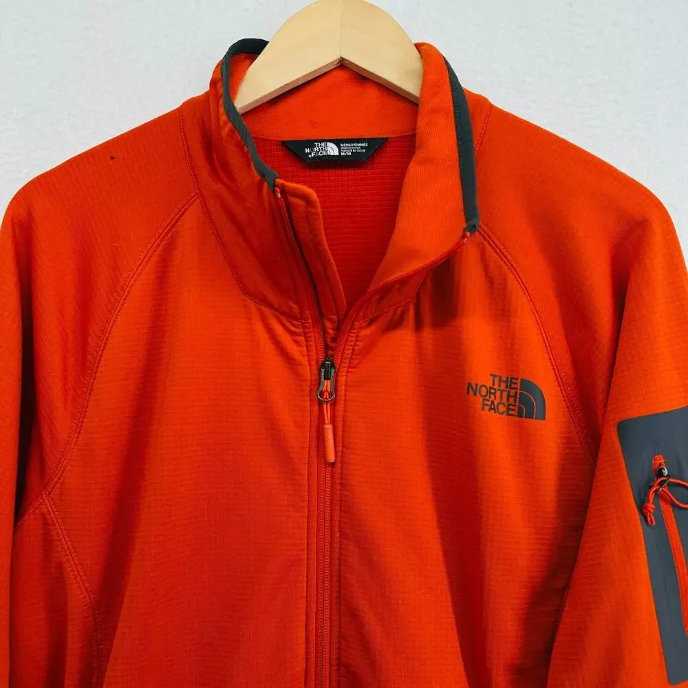 THE NORTH FACE Jacket Mens M Borod Thermal Fleece Grid Lined Full Zip Orange
